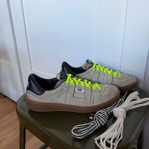 P448 Women's Monza Sneaker in Grey Suede with Black Accents